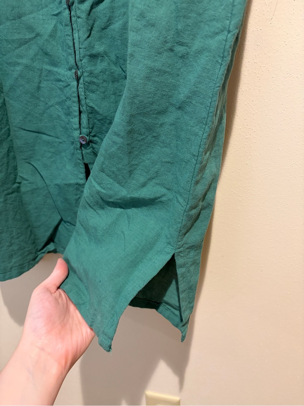 Gudrun Sjoden Teal Embroidered Button Down Dress Cotton Linen Lagenlook Medium - Picture 12 of 15